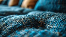 A Close-up Image Of A Fabric Texture In Shades Of Deep Blue, Perfect For Use As A Website Background Or Poster Template.