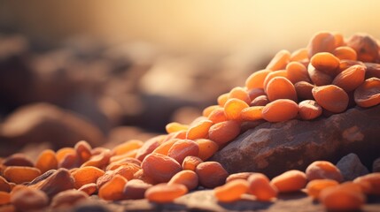 Poster - A pile of orange peels on a rock in the sun, AI