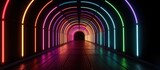 Fototapeta Perspektywa 3d - Abstract background of tunnel with neon lights. 3d illustration