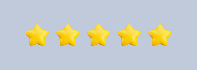 Wall Mural - vector 3d five star rating icon. realistic cartoon 3d render customer rating and feedback concept. c