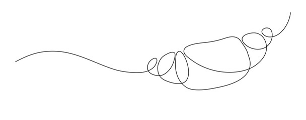 Croissant. Continuous line drawing. Food frame border doodle.  