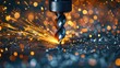 High-Speed Metal Drilling Captured With Sparks Flying