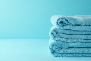 Wall Mural - a stack of blue towels and a space for text