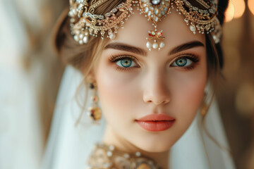 A princess in pearl jewelry