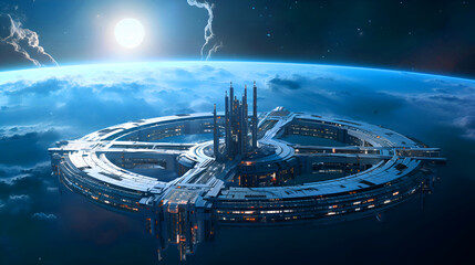 Futuristic city. 3D rendering