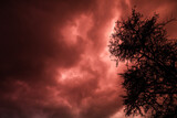 Fototapeta Fototapeta z niebem - Dramatyczne czerwone burzowe niebo