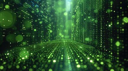Leinwandbilder - An information technology background about government, public IT, abstract, green color palette. Generative AI.