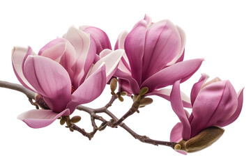 Wall Mural - Magnolia blooms with petals isolated on transparent background