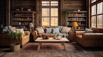 Poster - rustic farm living room