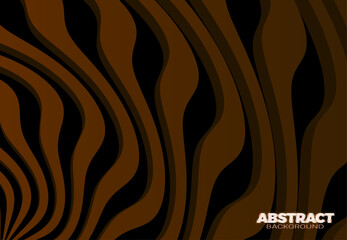 Sticker - Abstract vector background with orange brown 3D stripes. Awesome futuristic design template.