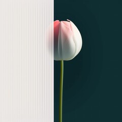 Sticker - AI generated illustration of a pink tulip flower on a pink and black background