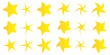 © StockSpectrum - Yellow y2k  star icon set. Site design element. Cartoon card picture. Isolated symbol. Vector illustration. Stock image used in web, template. Eps 10.