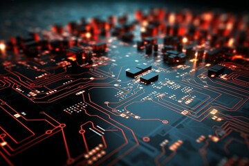 Wall Mural - AI-Crafted Imagery of Abstract Electronic Circuitry - Embrace the Future of Design
