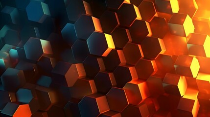 Sticker - AI generated illustration of an abstract wallpaper featuring golden background and hexagonal shapes