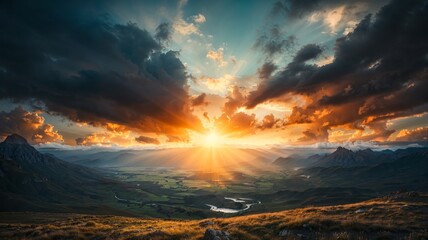 Wall Mural - sunrise mountain range.