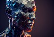 Background of artificial intelligence with a polygonal head. Generative AI