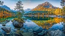 AI-generated Illustration Of A Serene Lake Embraced By Majestic Mountains
