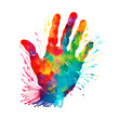 Colorful Handprint on a transparent background .
