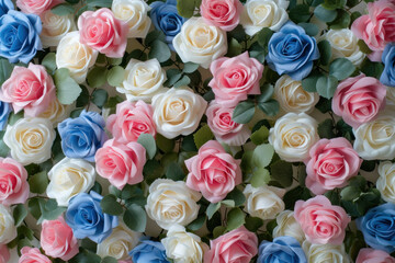  Assortment of Pink, Blue, and White Roses