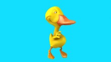 Fun 3D Cartoon Duck Running (with Alpha Channel)