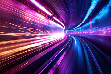 Wall Mural - speed motion blur. colorful light trails. abstract background image. created with generative ai tech