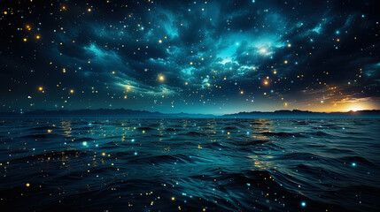 Wall Mural - Bright mosaic of stars in the night sky, where each star is like a separate pearl in the ocean of