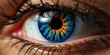 Inspirational eyes with an intense blue tint, like an awkward sky on a sunny d