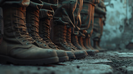 Poster - Soldiers legs boots. Army parade