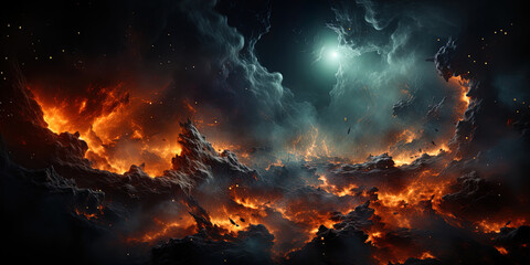 Wall Mural - noisy star clusters resembling bright crumbs on a dark canv