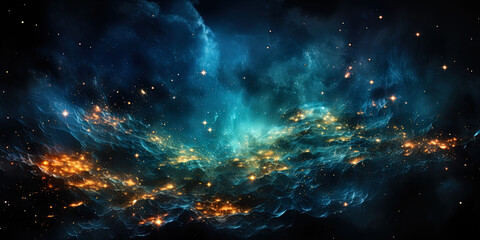Wall Mural - the mystical panorama of shining stars forming luminous tracks in the dar