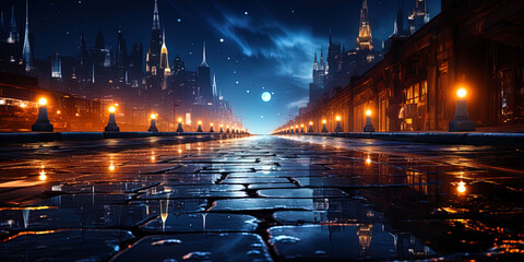 Wall Mural - The night alley of stars, covering the path through the dark space to distant hori
