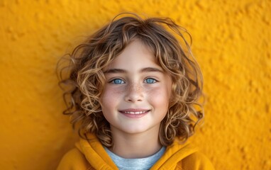 Wall Mural - happy smiling caucasian kid portrait, professional studio background