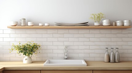 Canvas Print - design white subway tile