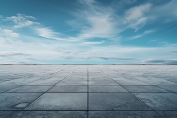 Wall Mural - An empty square with a concrete floor and sky background.