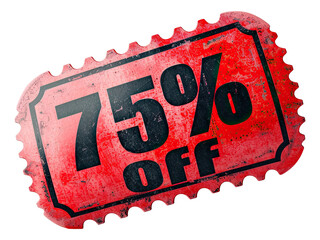 A visually appealing illustration of ticket sales 75% off, featuring detailed graphics on a transparent background, perfect for promotions and events.