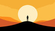 Abstract depiction of a confident leader's silhouette against a rising sun  symbolizing vision  guidance  and the dawn of new possibilities. simple minimalist illustration creative