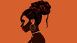 Illustration of an African woman with intricate braided hair  showcasing the artistry and cultural significance of traditional African hairstyles. simple minimalist illustration creative