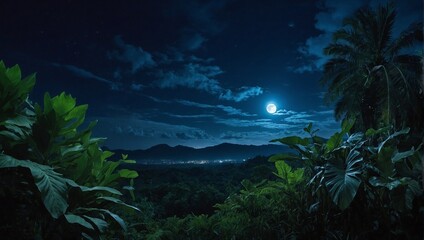 Wall Mural - tropical island at night