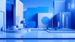3D modeling blue commercial background