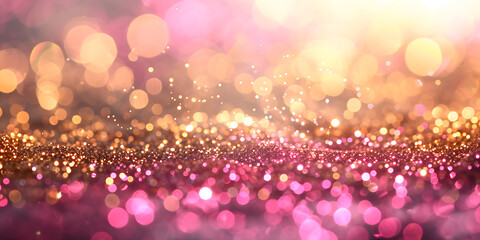 Wall Mural - Abstract glitter background with colorful sparkling particles and bokeh.