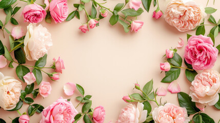 Canvas Print - Pink and White Flowers Arranged in Heart Shape