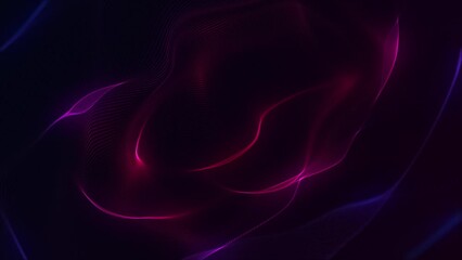 Wall Mural - Gently flowing and rippling neon colored pink and blue glowing fractal light wave background animation. This modern abstract motion background is full HD and a seamless loop.