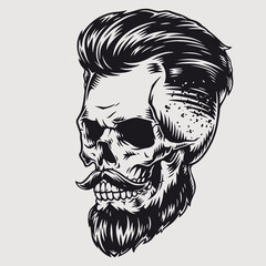 Wall Mural - Brutal skull monochrome vintage emblem