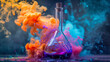 A colorful chemical reaction in a beake
