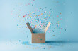 April fools day concept - box with confetti