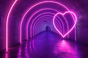 Wall Mural - 3D Rendering of Purple Heart in Tunnel