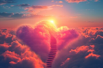 Wall Mural - heavenly stairs love and religion in the sky