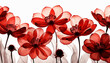 Czerwone szklane kwiaty na białym tle, dekoracja generative ai