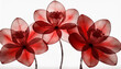 Czerwone szklane kwiaty na białym tle, dekoracja generative ai