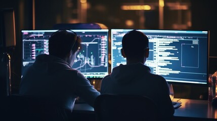 Programmers sit in front of the computer and write the source code and make changes to it